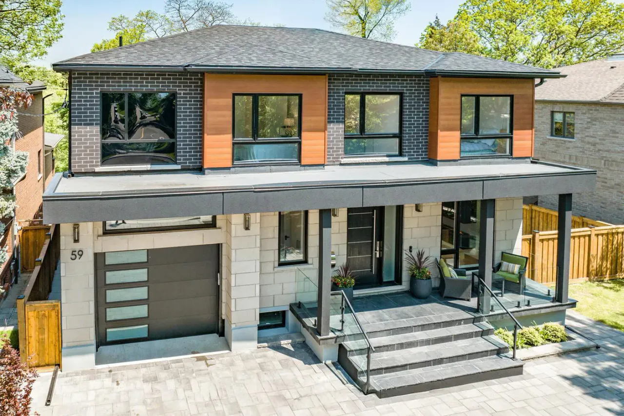 Riverview, a modern residence on a tree-lined lot