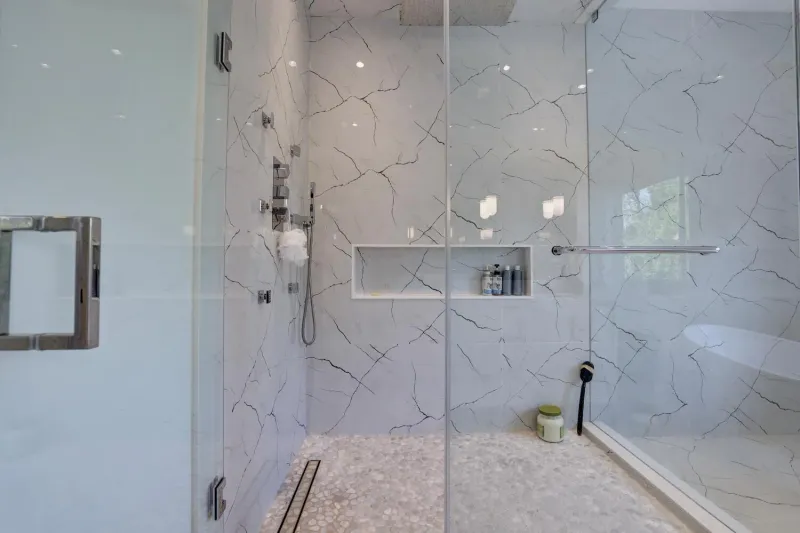 Riverview marble shower